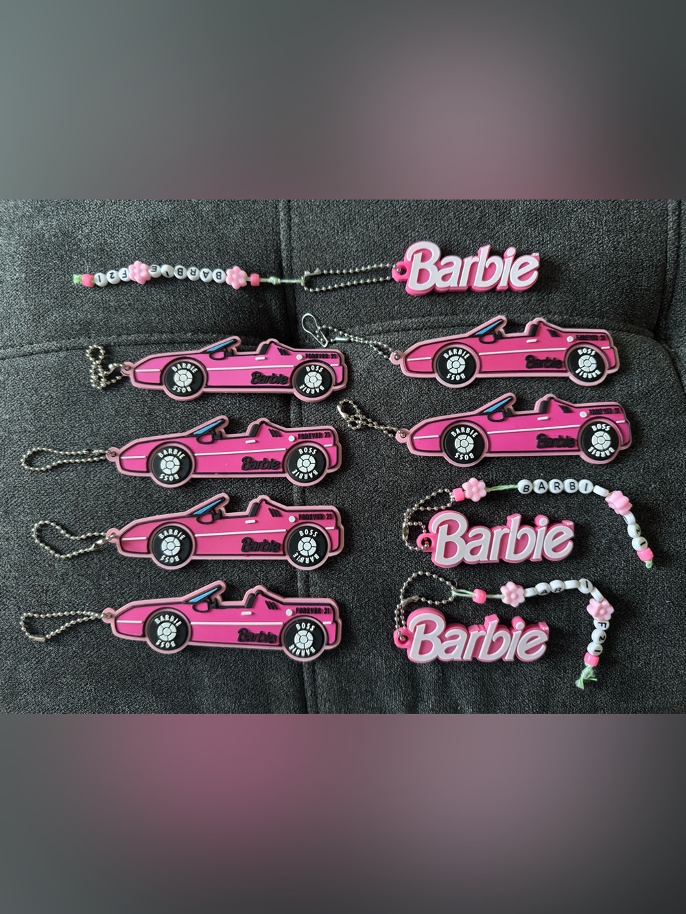 HUGE Barbie x Forever 21 Keychain Lot- Beaded and Cars! Brand new 9 pieces!